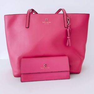 Kate Spade Large Pink Handbag + Wallet